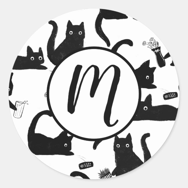 Schlechte Katzen klopfen über Runder Aufkleber (Vorderseite)