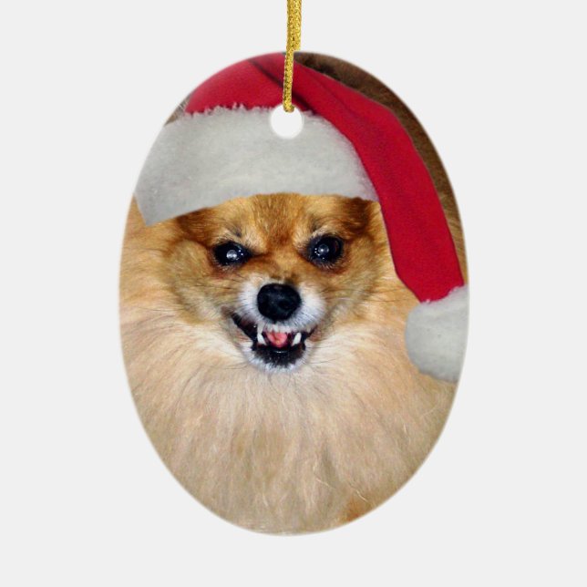 Schlechte Sankt-Weihnachtsverzierung Keramik Ornament (Vorne)