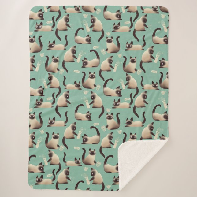 Schlechte siamesische Katzen klopfen über Sherpadecke (Vorderseite)