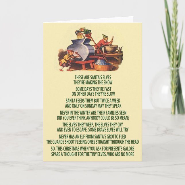 Schlechte Weihnachtselfen Feiertagskarte (Vorderseite)