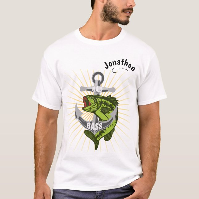Schlechter Bass mit Anker Personalisierter NAME T- T-Shirt (Vorderseite)