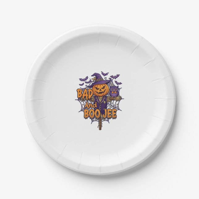 Schlechter Boo Jee Kürbis Vogelscheuche Violette E Pappteller (Vorderseite)