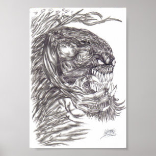 Schlechter Dämon-Geschöpf-Kunst-Plakat-Druck Poster
