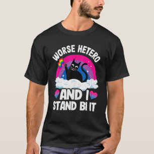 Schlechter Hetero Und Ich Stehe Bi Es Katze Bisexu T-Shirt