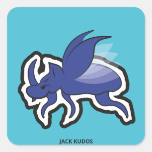 Schlechter JackKudos des Rhino-Käfer-Blau-  Quadratischer Aufkleber