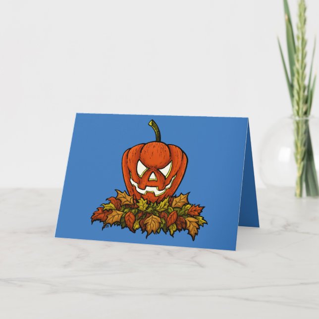 schlechter lächelnder Halloween-Kürbis Karte (Vorderseite)