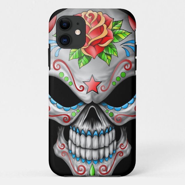 Schlechter Rosen-Zuckerschädel Case-Mate iPhone Hülle (Rückseite)