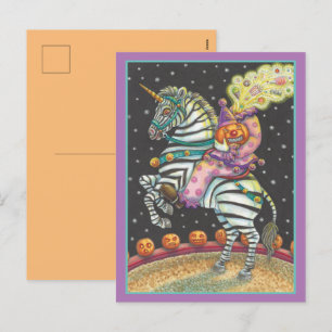SCHLEEPY HOLLOW CIRCUS CLOWN, ZEBRA Halloween Feiertagspostkarte