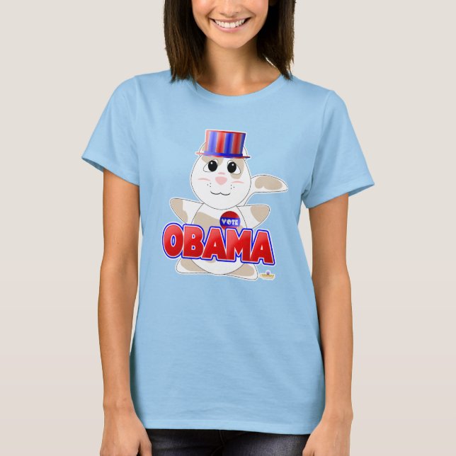 Schleichende Abstimmung Tan Cat Red Obama T-Shirt (Vorderseite)