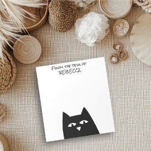 Schleichende schwarze Katze Von der Schreibtisch-P Notizblock