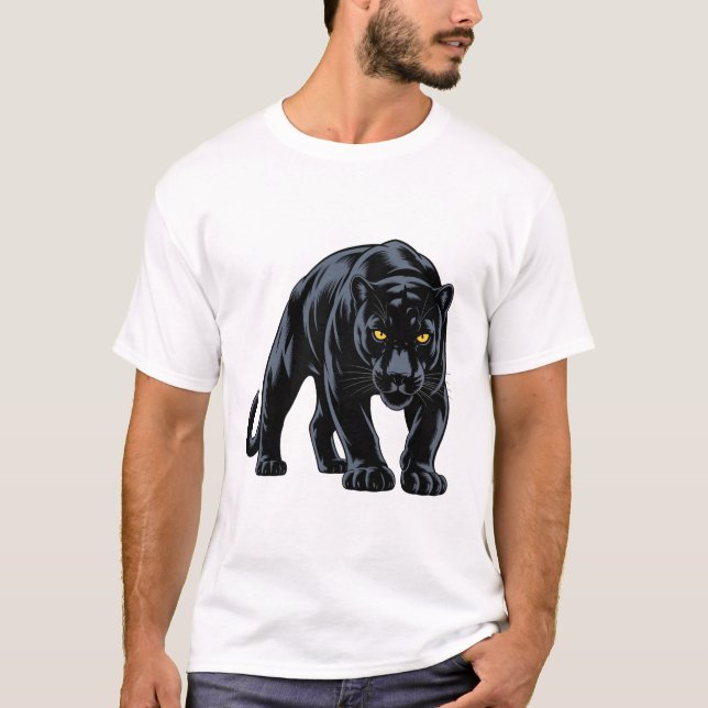 Schleichender Schwarzer Panther-Maskottchen T-Shirt (Vorderseite)