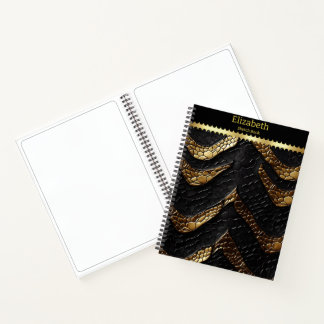 Schleichhaut: kompliziertes Schwarz und Gold Notizbuch