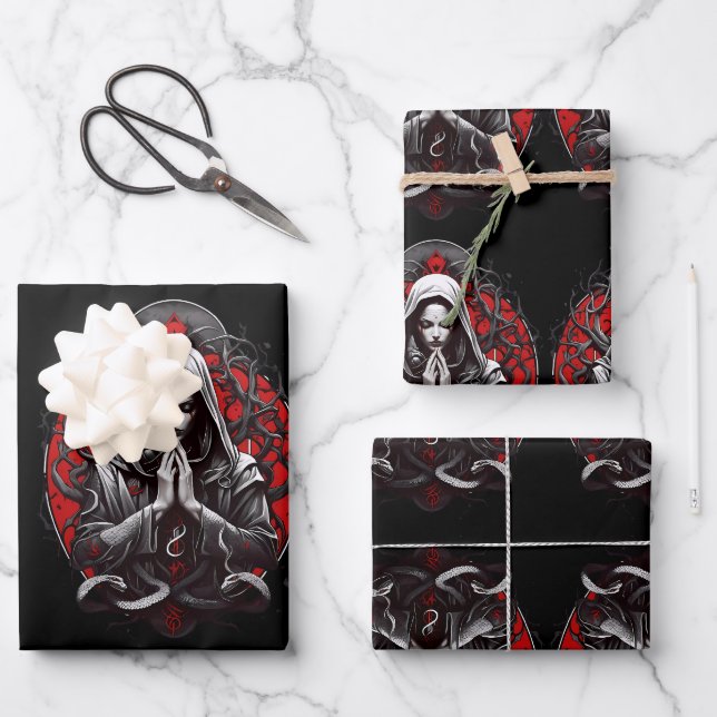 Schleichpriesterin des Schattengartens Geschenkpapier Set (Vorderseite)