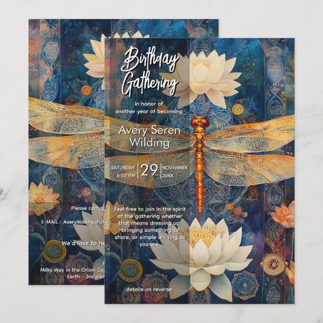 Schleier des Lichts | Dragonfly Design Einladung (Vorne/Hinten)