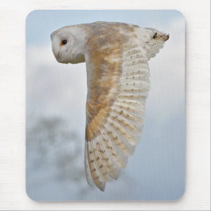 Schleiereule im Flug-Mauspad Mousepad