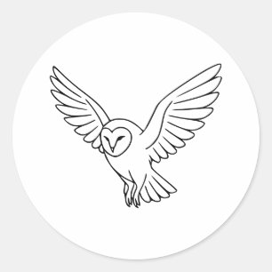 Schleiereule in Fluglinie Kunst Runder Aufkleber
