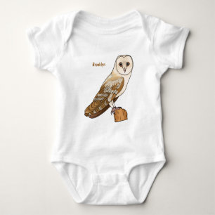 Schleiereule Vogel Cartoon-Illustration Baby Strampler