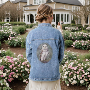 Schleiereulen-Wildlife-Aquarell-Kunst Jeansjacke
