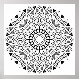 Schleifen-Blatt-Rahmen-Mandala mit fließender Symm Poster