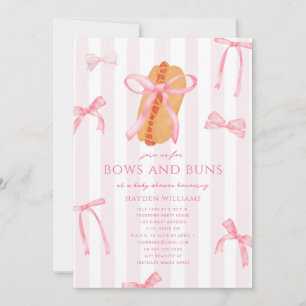 Schleifen & Brötchen Baby Q Hotdog Rosa Baby-Party Einladung