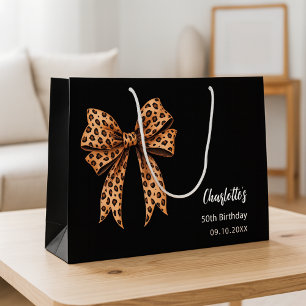 Schleifen-Leopardenprint Schwarz Geburtstag Große Geschenktüte