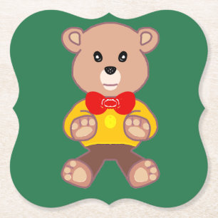 Schleifen-Teddybär auf Grün Untersetzer