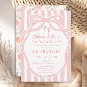 Schleifen und Bows Parisian Pink Mädchen Baby Show Einladung