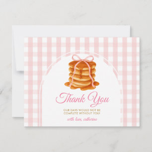 Schleifen und Brunch Pfannkuchen Rosa 1. Geburtsta Dankeskarte