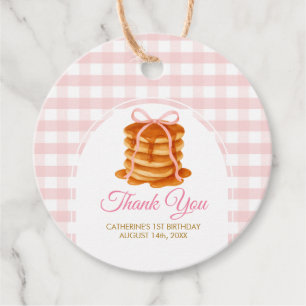 Schleifen und Brunch Pfannkuchen Rosa 1. Geburtsta Geschenkanhänger