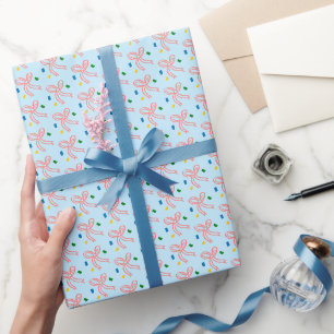 Schleifenband-Christmas-Feiertags-Rosa-Blau Geschenkpapier