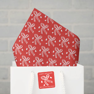 Schleifenband Doodle WEIHNACHTEN Feiertag Rot Weiß Seidenpapier