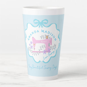 Schleifenband Nähen Blau Weiß Milchtasse