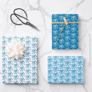 Schleifenbögen-Doodle WEIHNACHTEN HANUKKAH Feierta Geschenkpapier Set