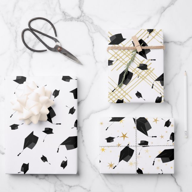 Schleifpapier für die schwarze Graduierung Geschenkpapier Set (Vorderseite)