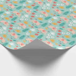 Schleifpapier für Elefanten und Blume Geschenkpapier