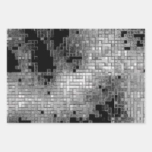 Schleifpapier mit grauem Chrommuster Geschenkpapier Set