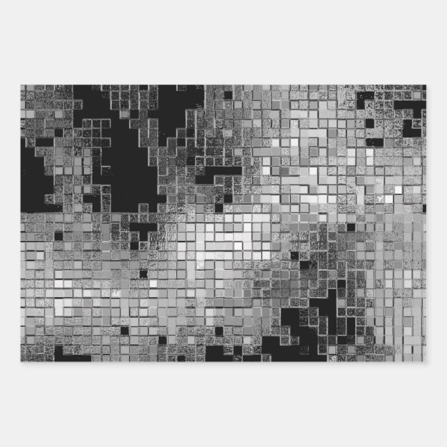 Schleifpapier mit grauem Chrommuster Geschenkpapier Set (Vorderseite)