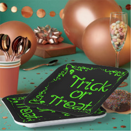 Schleimgrüner Trick oder Behandlung Pappteller