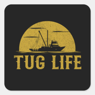 Schleppboote Funny Tugboat Leben Quadratischer Aufkleber