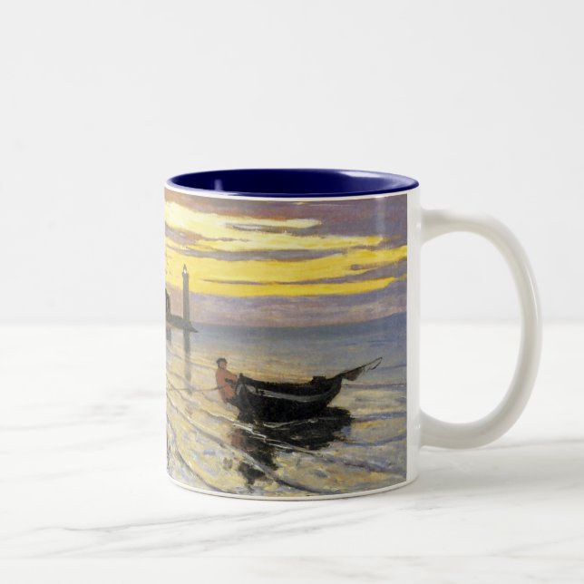 Schleppen eines Bootes, Honfleur Zweifarbige Tasse (Rechts)