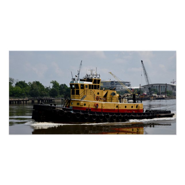 Schlepper am Fluss Poster (Vorderseite)