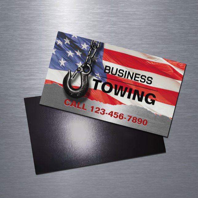 Schleppfirma Patriotic Metal Tow Truck Hook Magnetische Visitenkarte (Von Creator hochgeladen)
