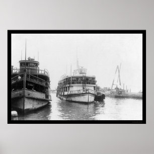 Schleppkahn für Einwanderer auf der Insel Ellis, N Poster