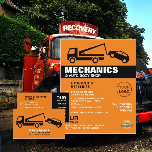 Schleppwagen, Auto Mechanik und Reparaturen Visitenkarte (Von Creator hochgeladen)