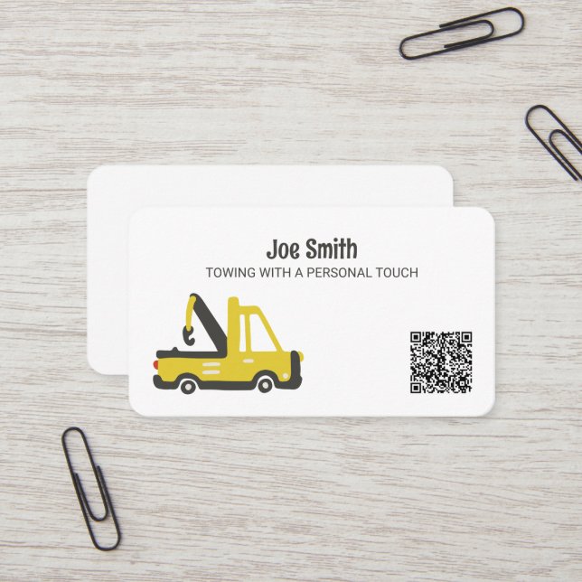 Schleppwagen - Maßgeschneiderte QR Visitenkarte (Vorderseite/Rückseite Beispiel)