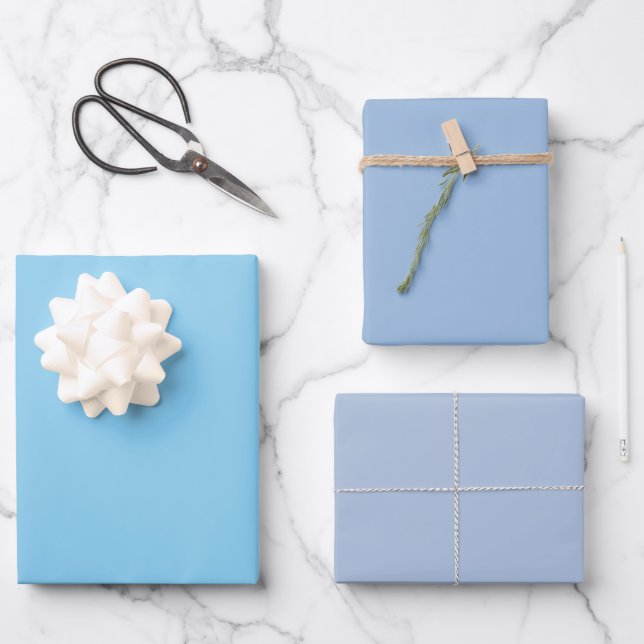 Schlicht Baby Carolina Steel Blue Shades 3 Tones Geschenkpapier Set (Vorderseite)