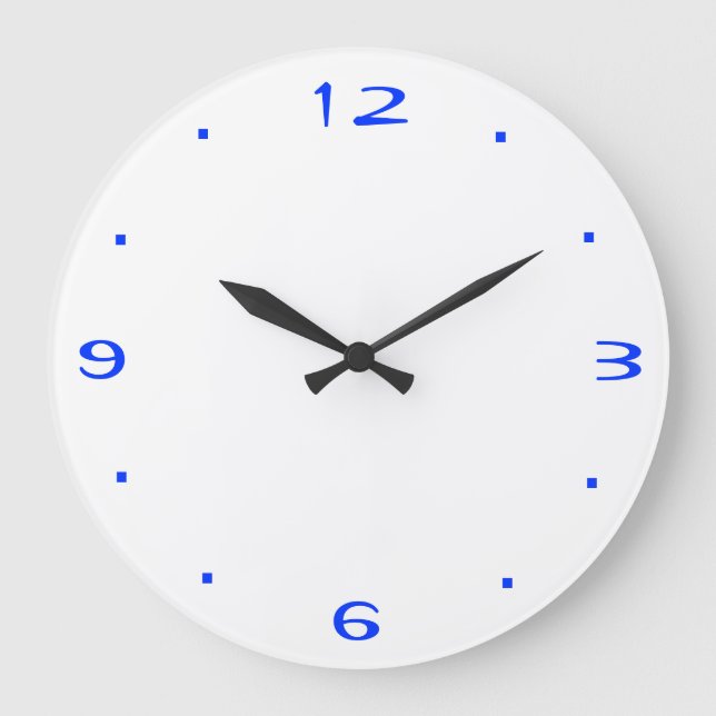 Schlicht Blau und Weiß > Küchenuhren Große Wanduhr (Vorderseite)