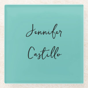 Schlicht Blue Black Minimalistisch Modern Calligra Glasuntersetzer