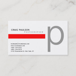 Schlicht Blue Red Fotografy Business Card Visitenkarte