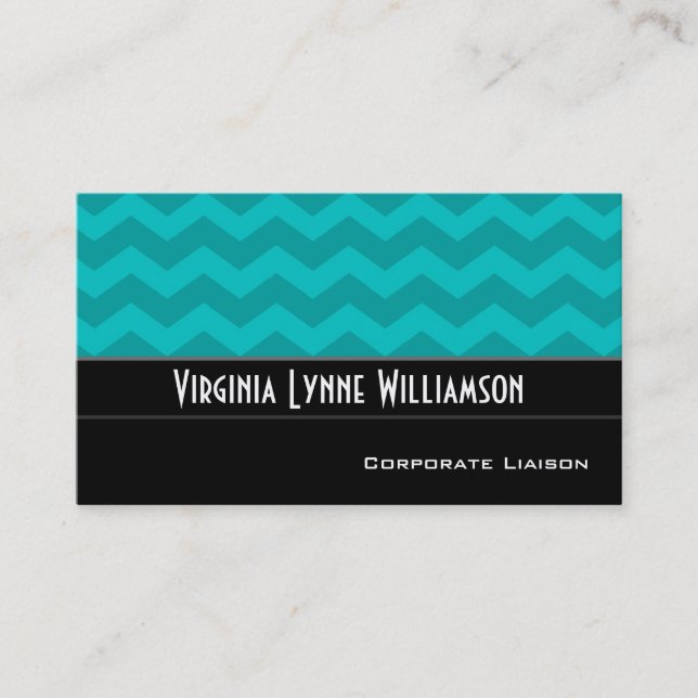 Schlicht Blue Zickzack Modern Business Cards Visitenkarte (Vorderseite)